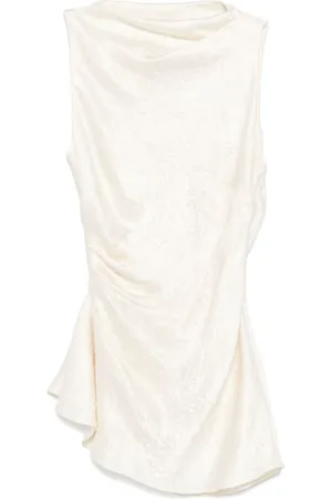 Alexander McQueen Top, Dame, , M, Satin, Grå Satin Asymmetrisk Topbeklædning