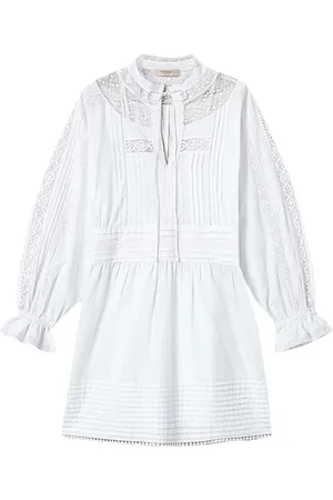 Twin-Set Kjole, Dame, Hvid, L, Hvid Front Tie Kjole Elastiske Manchetter