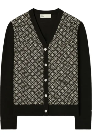 Tory Burch Strik, Dame, Sort, M, Uld, Sort Uld/Silke Strikket Sweater