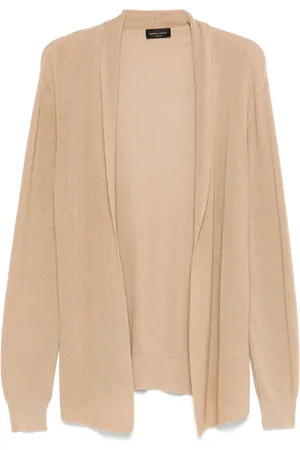 Roberto Collina Strik, Herre, Brun, L, Uld, Beige Ribbed Cuffs Langærmet Sweater