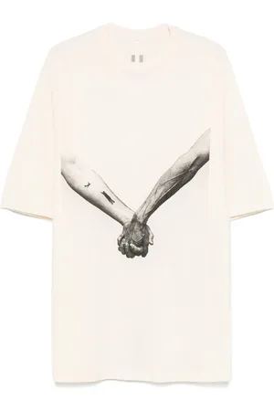 Rick Owens Top, Herre, , M, Grafisk Print Crew Neck T-shirt