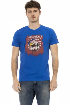 Trussardi Top, Herre, Blå, XL, Casual T-shirt med korte ærmer