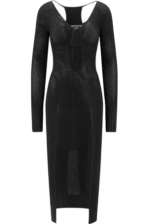 ANDREA ADAMO Kjole, Dame, Sort, L, Uld, Knitted Dresses