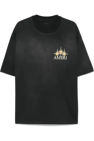 AMIRI Top, Herre, Sort, S, Uld, Sort Logo Print Crew Neck T-shirt
