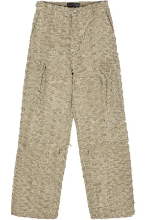Who Decides War Bukser, Herre, , W34, Bomuld, Taupe Brown Distressed Wide Leg Bukser