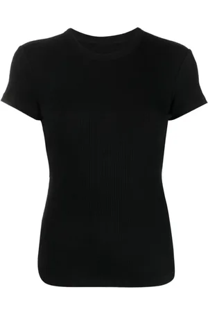 Isabel Marant Top, Dame, Sort, S, Uld, Cotton Ribbed Logo T-shirt