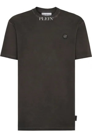 Philipp Plein Top, Herre, Sort, S, Sort Logo Print Crew Neck T-shirt