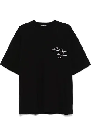 Cole Buxton Top, Herre, Sort, 2XL, Bomuld, Sort Logo Print Crew Neck T-shirt
