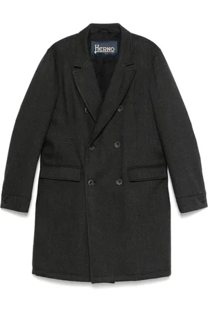 HERNO Frakke, Herre, Grå, 2XL, Uld, Mørkegrå Uld Herringbone Frakke