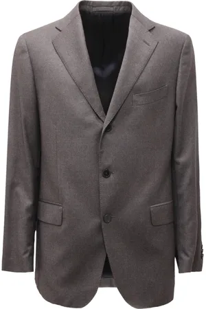 LARDINI Jakke, Herre, Grå, 2XL, Uld, Pinstripes Ulddragt Lavet i Italien
