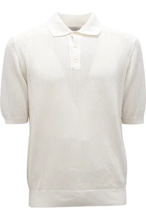 BALLANTYNE Top, Herre, Hvid, L, Perforeret Polo Hals Pullover Hvid