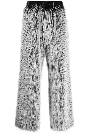 Dolce & Gabbana Bukser, Herre, Hvid, L, Uld, Faux-Fur Skræddersyede Bukser