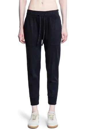 James Perse Bukser, Dame, Sort, L, Bomuld, Sort Stræk Jersey Slim Fit Bukser