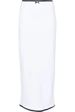 Rowen Rose Nederdel, Dame, Hvid, XS, Bomuld, Blå Blomst Applikation Jersey Nederdel