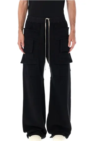 Rick Owens Bukser, Herre, Sort, L, Bomuld, Sorte Cargo Joggingbukser Aw23