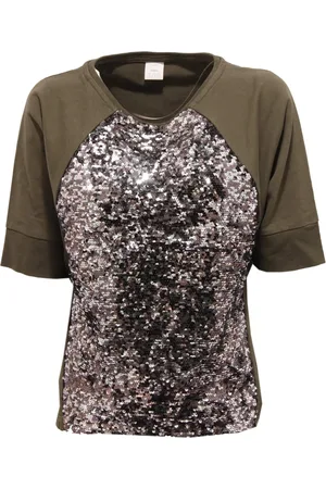 Pinko Top, Dame, Grøn, S, Uld, Sweatshirt med palietter og børstet inderside