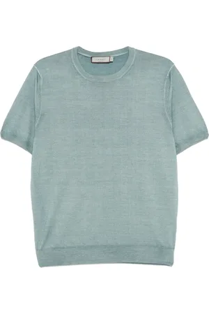 CANALI Top, Herre, Blå, XL, Blå-Grå Crew Neck Sweater
