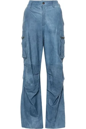 SALVATORE SANTORO Bukser, Dame, Blå, S, Grained Texture Cargo Bukser Stål Blå
