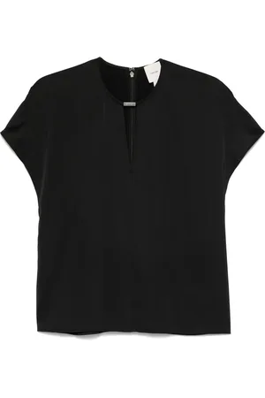 Calvin Klein Bluser & Skjorter, Dame, Sort, M, Sort V-hals Cap Sleeve Skjorte