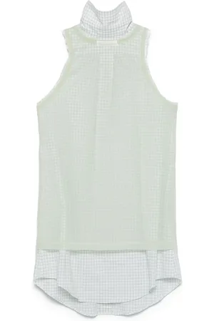 Maison Margiela Top, Dame, Grøn, XS, Bomuld, Signature Layered Button-Up Skjorte