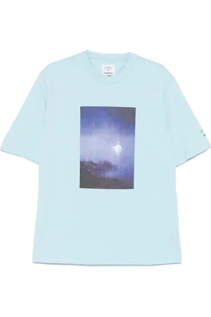 Barbour Top, Herre, Blå, XL, Fotoprint Crew Neck T-shirt