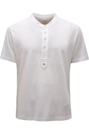 ELEVENTY Top, Herre, Hvid, M, Linned, Linnedblanding Serafino Stil Skjorte
