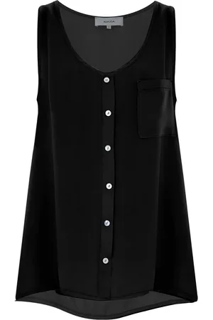 Kocca Top, Dame, Sort, L, Uld, Stilfuld Vest-Stil Skjorte med Lomme