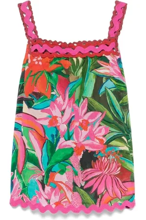 Farm Rio Top, Dame, Flerfarvet, S, Blomstret Knappetop