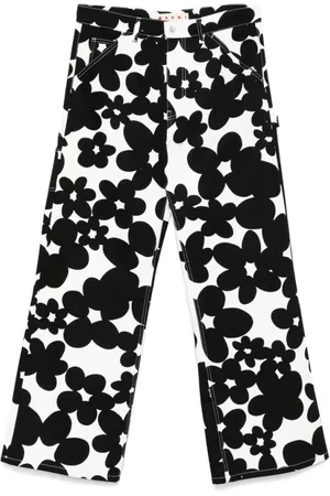Marni Bukser, Herre, Sort, L, Bomuld, Floral Print Wide Leg Pants