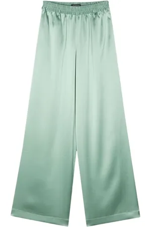GIANLUCA CAPANNOLO Bukser, Dame, Grøn, M, Satin, Jade Wide Leg Satin Bukser