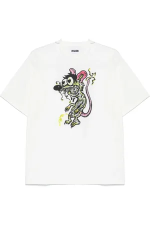 MAGLIANO Top, Herre, Hvid, M, Hvid Crew Neck T-shirt med Illustration Print