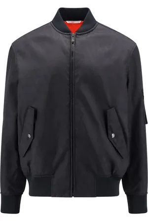 VALENTINO Jakke, Herre, Sort, L, Polyester, Sort Jakke med Lynlås Ribbede Kanter
