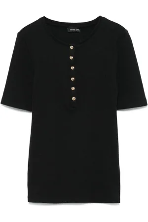 ANINE BING Top, Dame, Sort, S, Bomuld, Sort Bomuldsblanding Ribstrikket Sweater