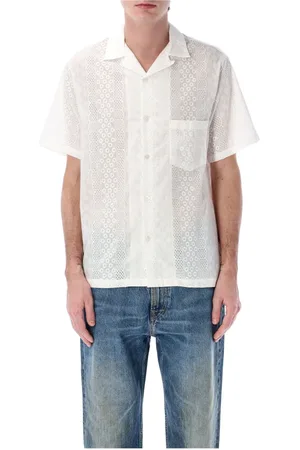Portuguese Flannel Skjorte, Herre, Hvid, L, Uld, Hvid Bowling Skjorte Kortærmet Stilfuld