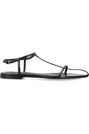 Jil Sander Sko, Dame, Sort, 41 EU, Læder, Sort bur med flade sandaler