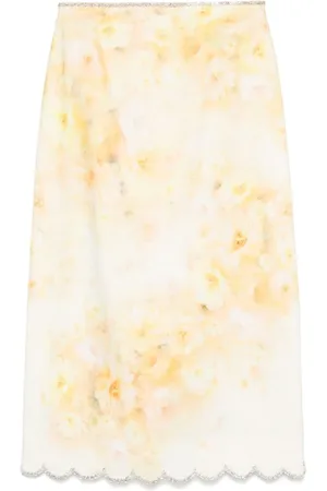 ZIMMERMANN Nederdel, Dame, Gul, S, Rear Zip Skirt