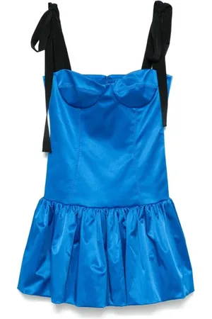 Anna October Kjole, Dame, Blå, M, Koboltblå Bustier Kjole med Bindesnor Stropper