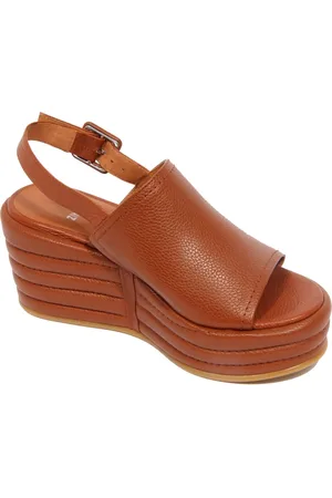 ZINDA Sko, Dame, Brun, 35 EU, Læder, Tan Læder Kile Sandaler