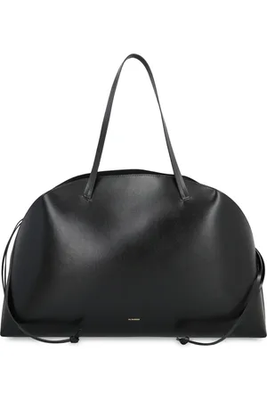 Jil Sander Taske, Dame, Sort, ONE SIZE, Uld, Læder skuldertaske med snøreclutch