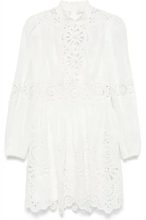 ZIMMERMANN Kjole, Dame, Hvid, M, Broderie Anglaise Hvid Kjole