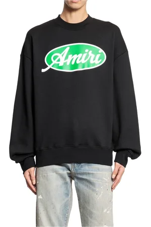 AMIRI Sweathshirts & Hoodies, Herre, Sort, M, Uld, Oval Oversized Crewneck med Indgraveret Logo