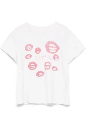 RE/DONE Top, Dame, Hvid, XS, Hvid Crew Neck Slogan Print T-shirt