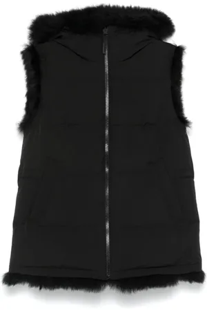 YVES SALOMON Jakke, Dame, Sort, XS, Uld, Sort Polstret Vendbar Hættevest