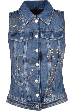 Moschino Jakke, Dame, Blå, M, Bomuld, Gilet