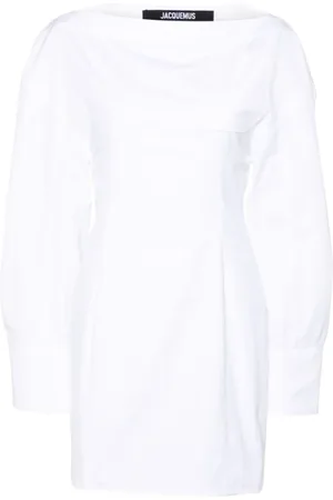 Jacquemus Kjole, Dame, Hvid, XS, Bomuld, La Casaco Vævet Skjortekjole