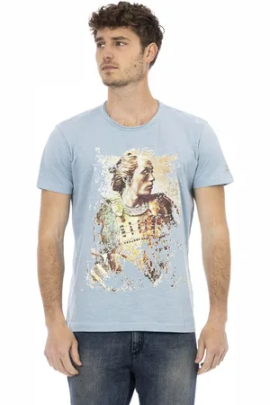 Trussardi Top, Herre, Blå, 2XL, Kortærmet Rund Hals T-shirt