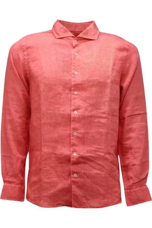 Gran Sasso Skjorte, Herre, Lyserød, S, Linned, Vintage Linnedskjorte Made in Italy