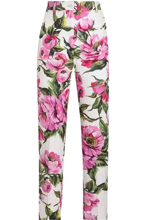 Dolce & Gabbana Bukser, Dame, Flerfarvet, S, Hvide Bæltebukser med Lommer