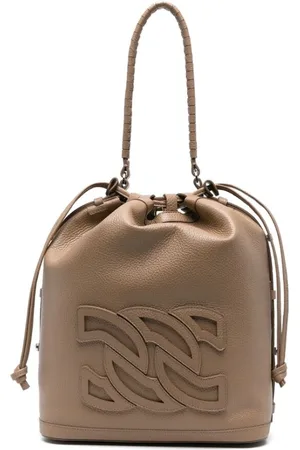 Casadei Taske, Dame, Brun, ONE SIZE, Læder, Taupe Bucket Bag med snørelukning