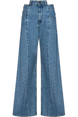 Maison Margiela Jeans, Dame, Blå, XS, Denim, Blå Denim Bukser med Udskæring